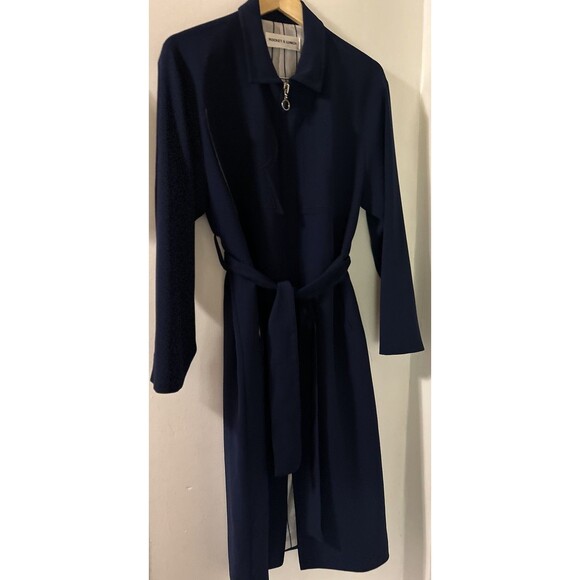 Rocket X Lunch Women’s Size XS Navy Trench Coat W/Zipper & Belt Close. Beautiful - Picture 1 of 10